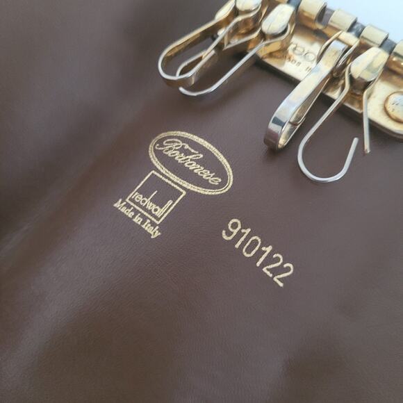 Borbonese Quail Key Case Holder Brown Geniue Suede Leather 4x2 Small Italian - Picture 5 of 8
